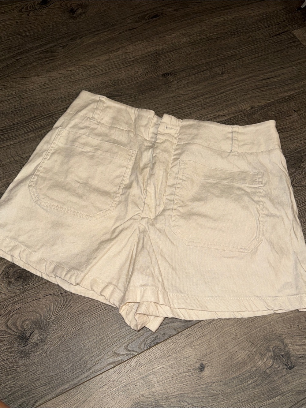 Anthropologie High-Rise Cream Utility Shorts